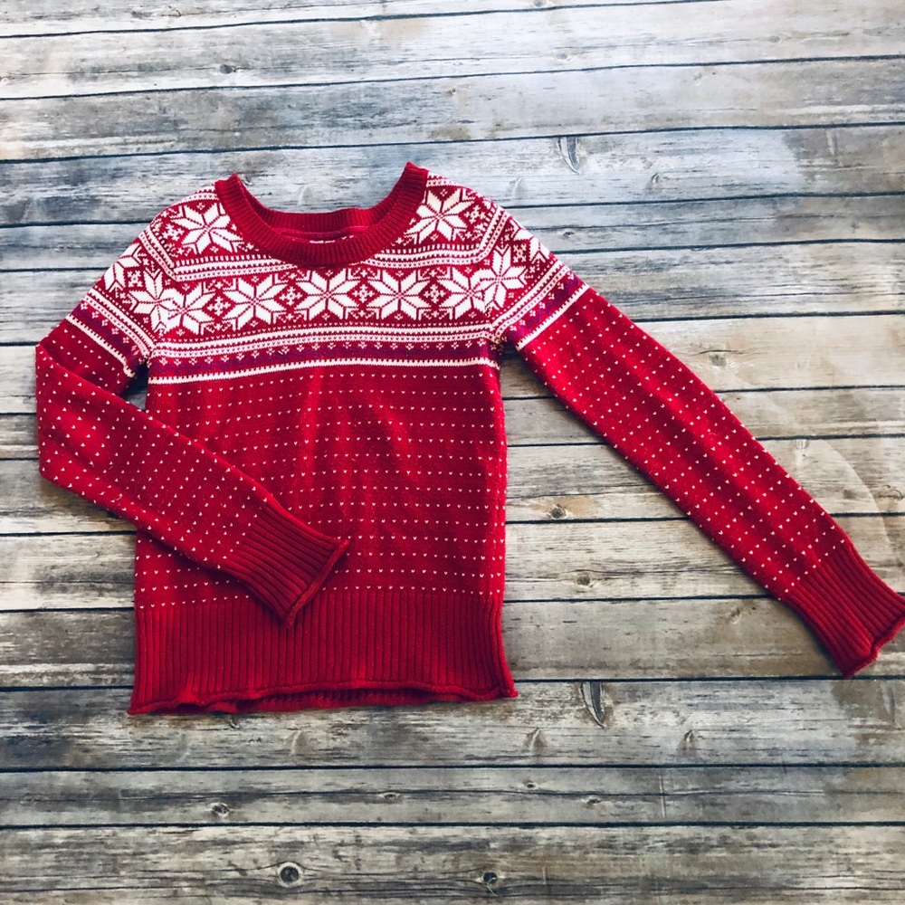 Aeropostale red/white knit sweater! Size 14
